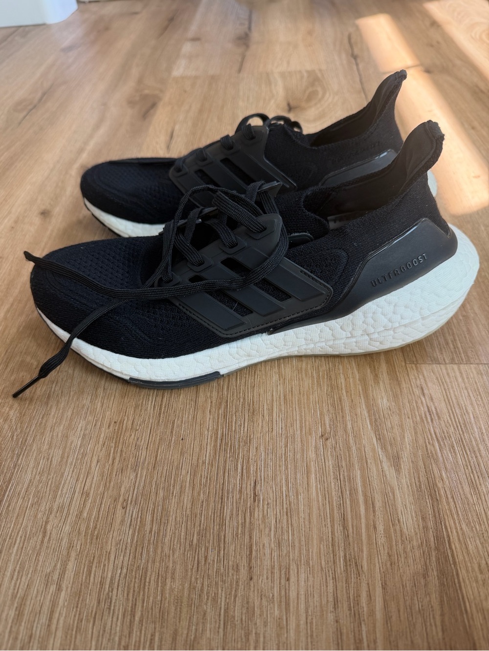 adidas Black and White Ultraboost Sport Lace Running Shoes